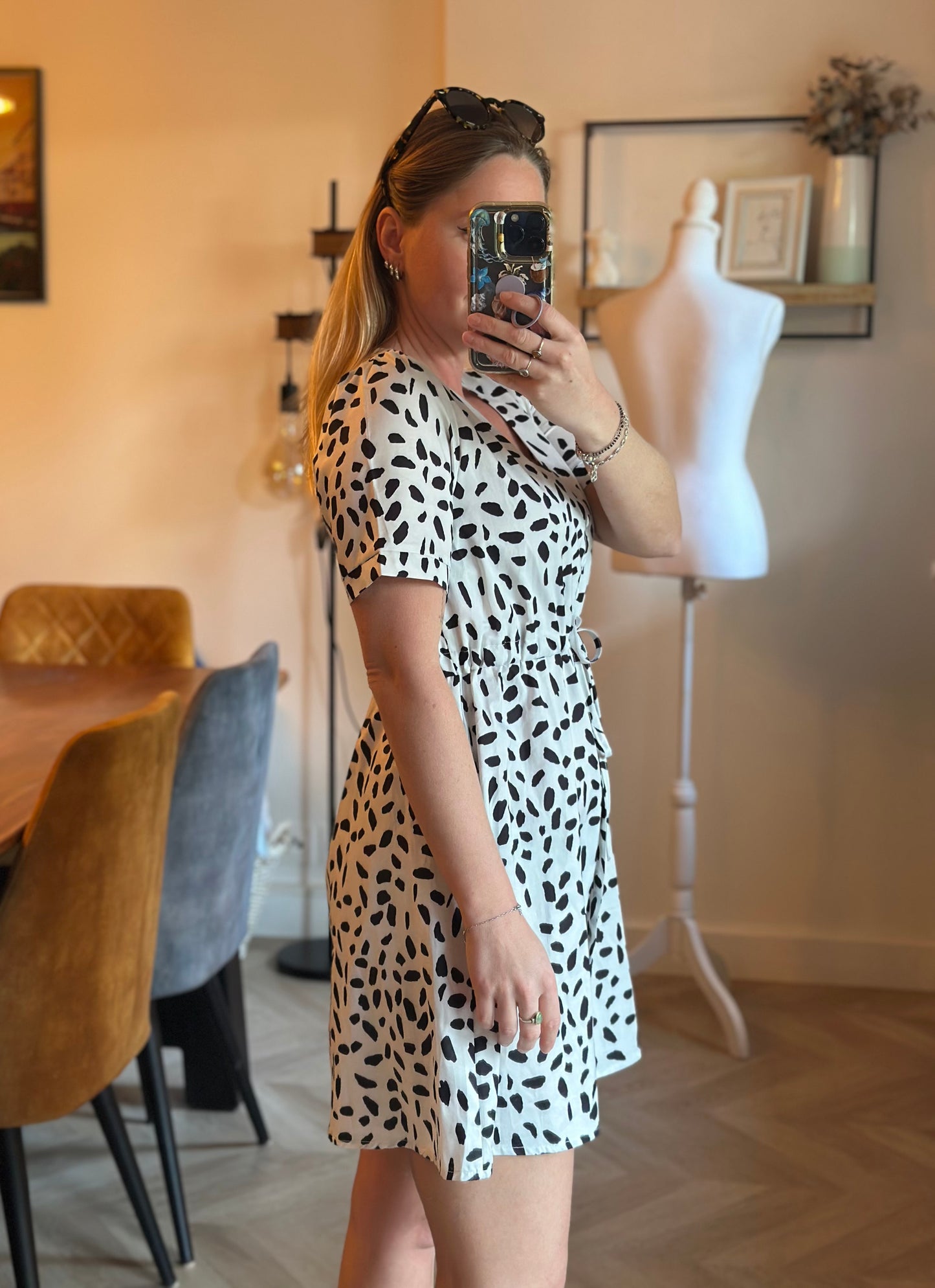 Robe imprimé noir et blanc ajustable T.36