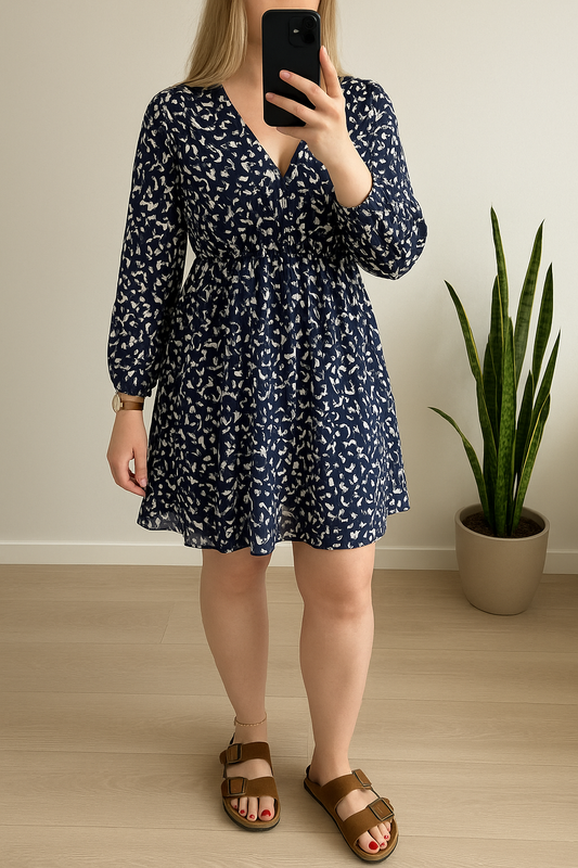 Robe à motifs floraux bleu/blanc T.42/44