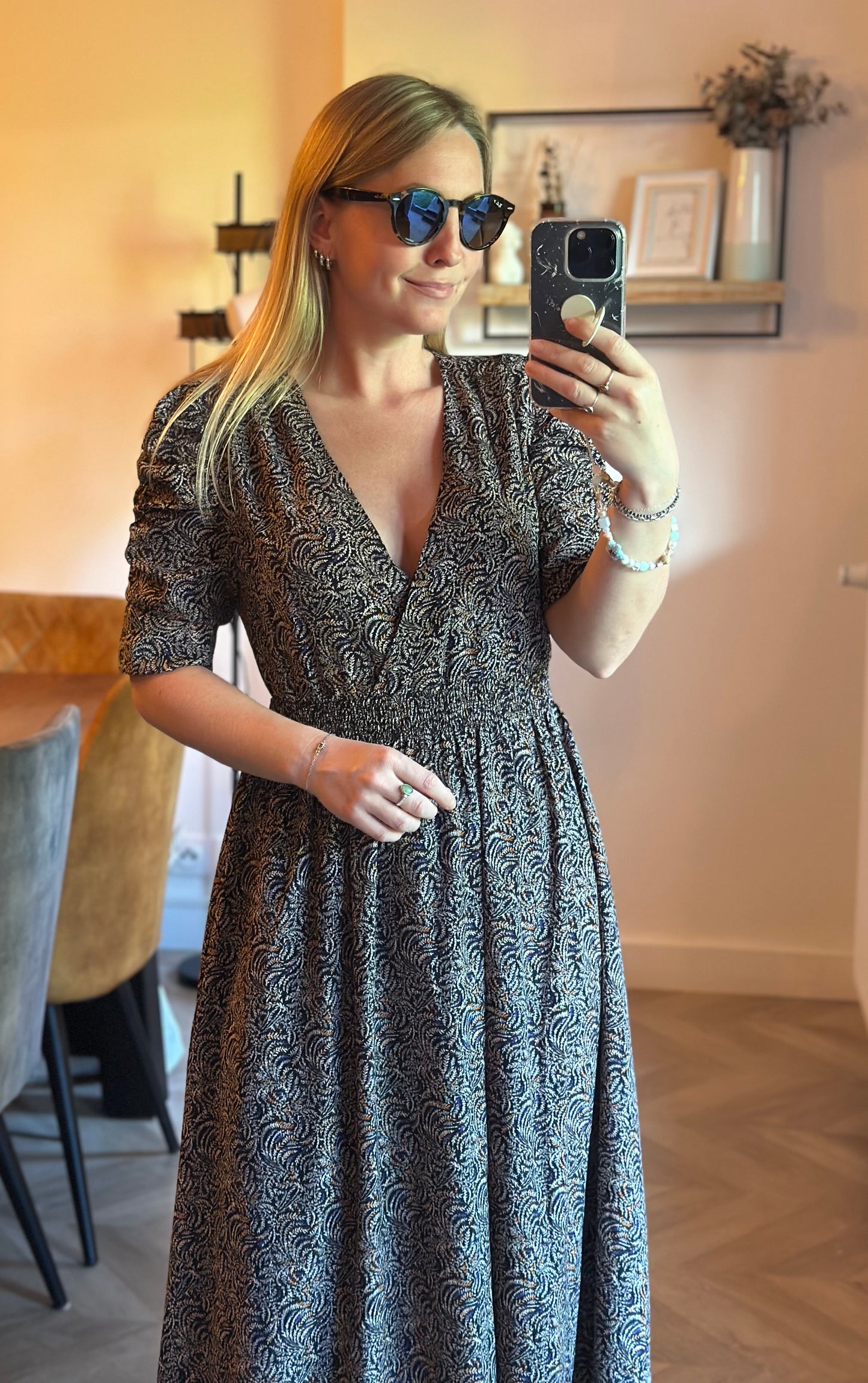 Robe longue imprimé feuillage T.38