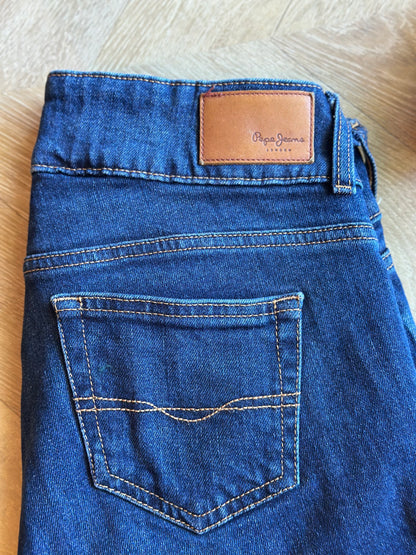 Jean flare bleu brut taille basse coton T.36