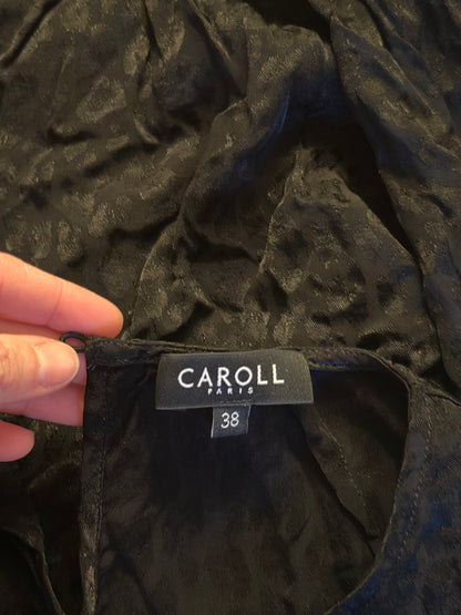 Blouse noire jacquard motif léopard T.38