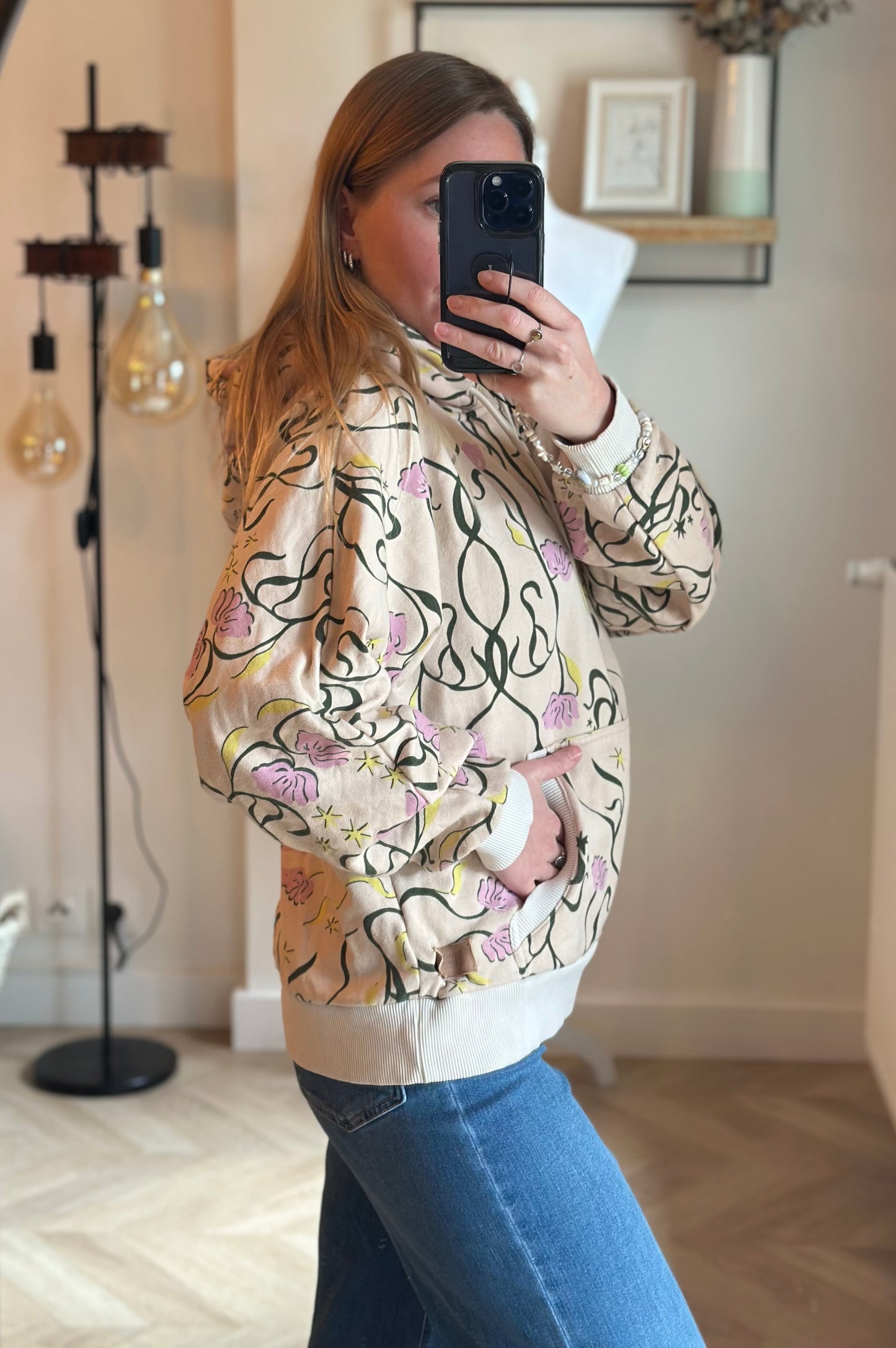 Sweat à capuche imprimé coton bio T.34/36