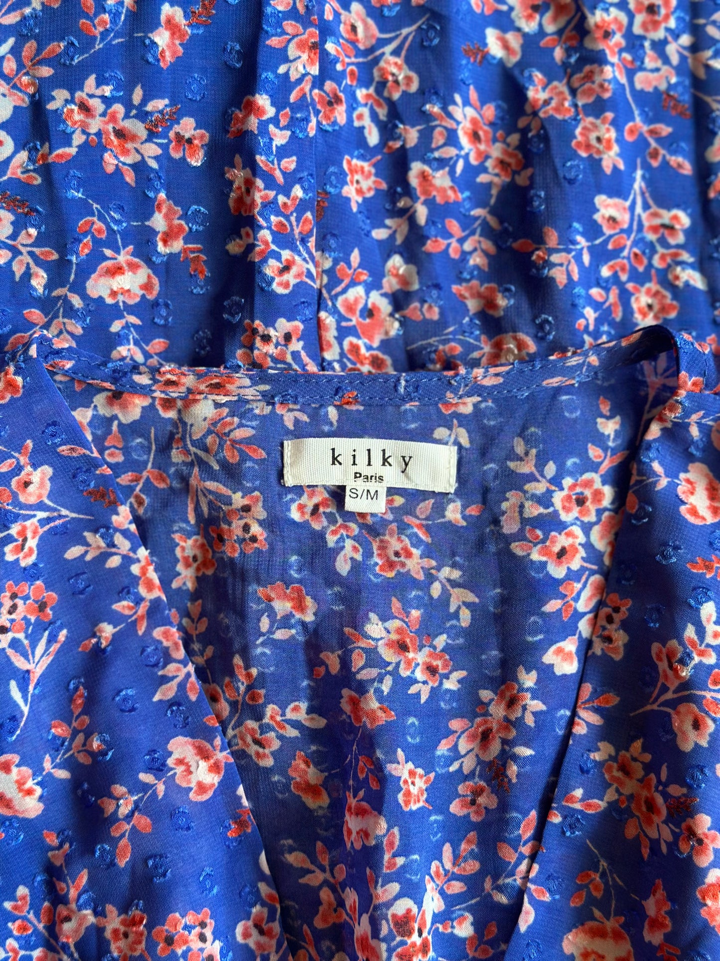 Robe longue fleurie bleu rose T.36/38