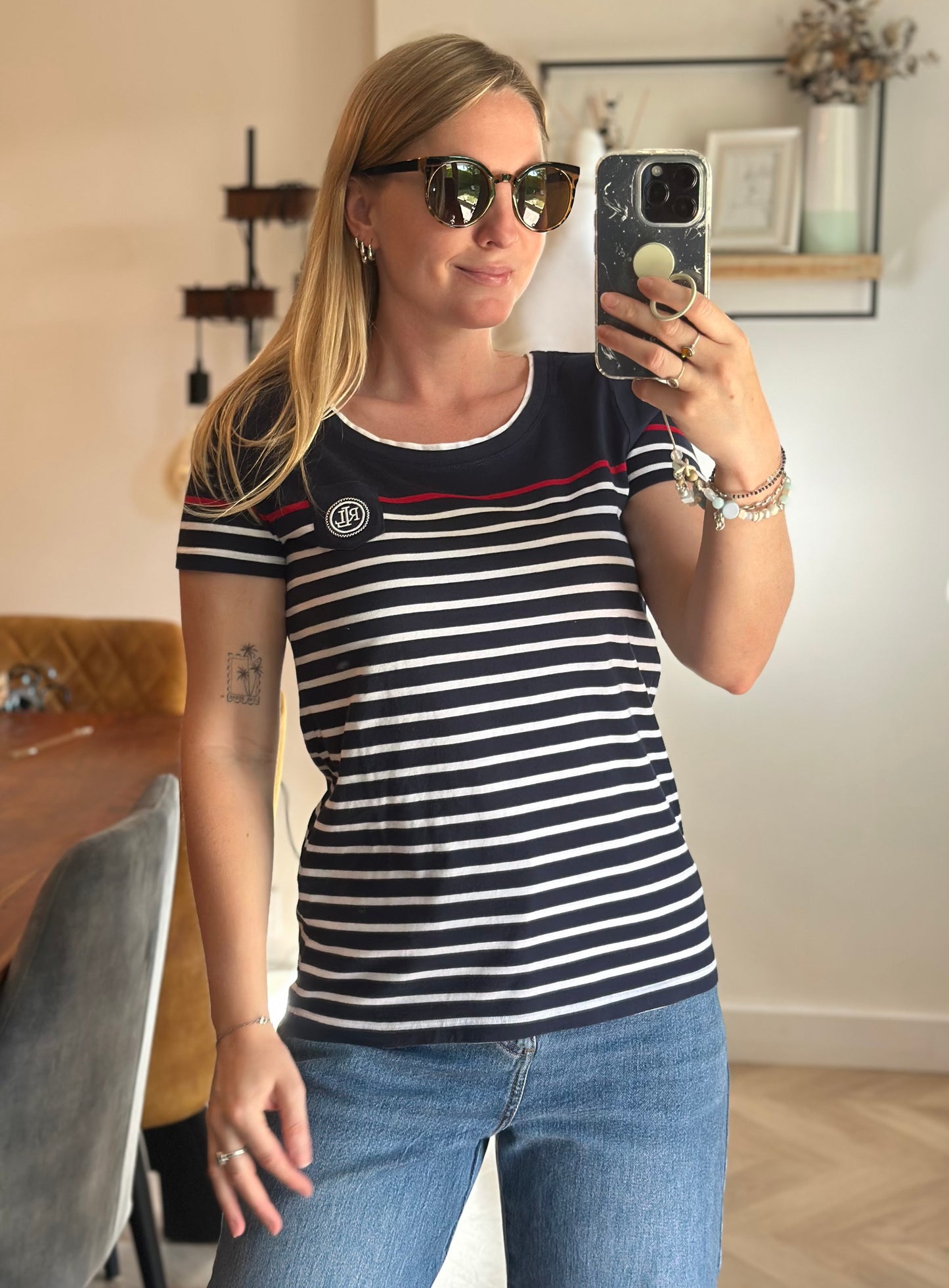 T-shirt marinière bleu marine et blanc T.36