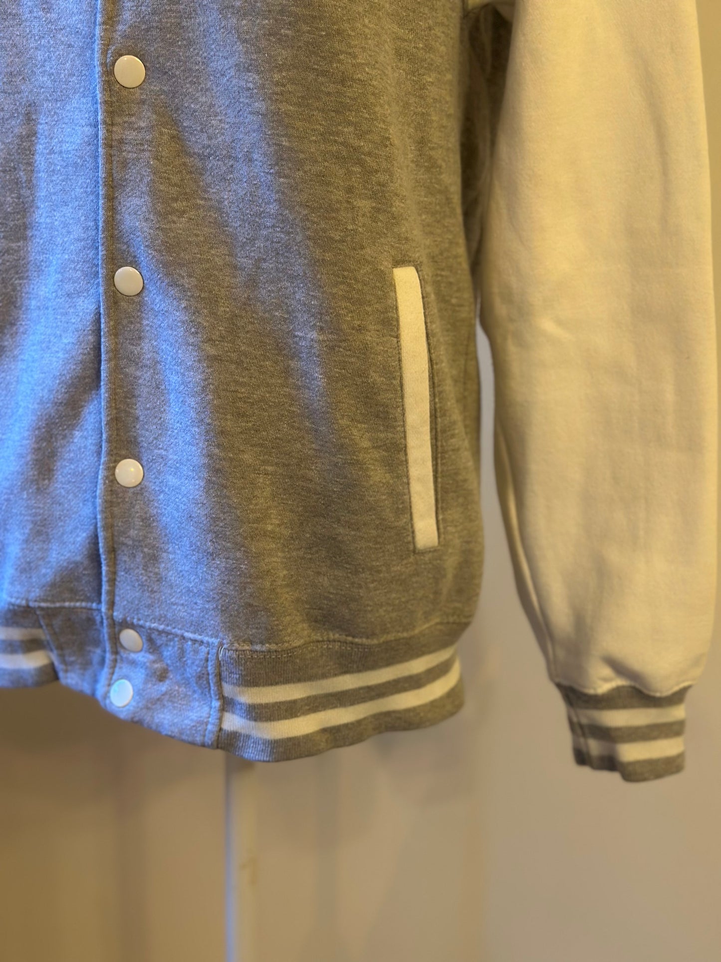 Veste teddy varsity gris et blanc logo Lay’s brodé T.38/40