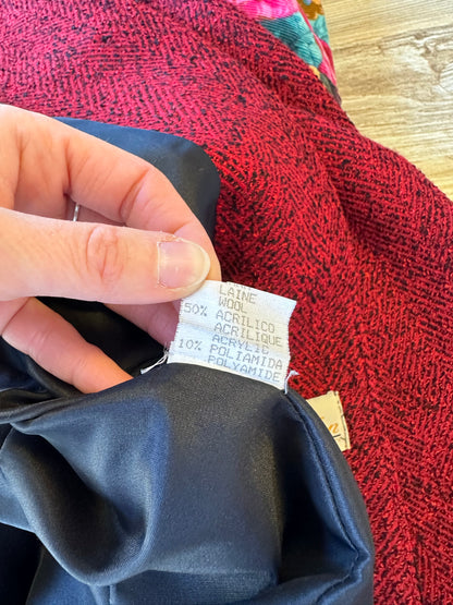 Veste élégante en laine à motifs façon tweed rouge T.40