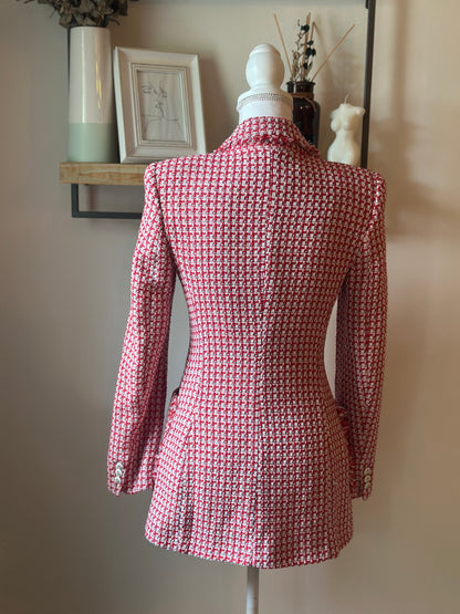 Blazer tweed rouge et blanc T.36
