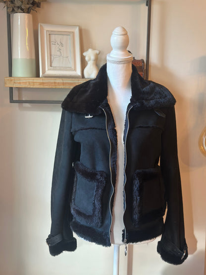 Veste aviateur en velours noir doublée T.34