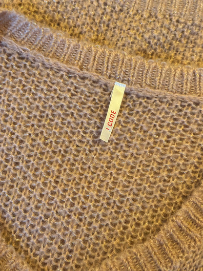 Pull ajouré en maille mohair rose pâle T.38 oversize