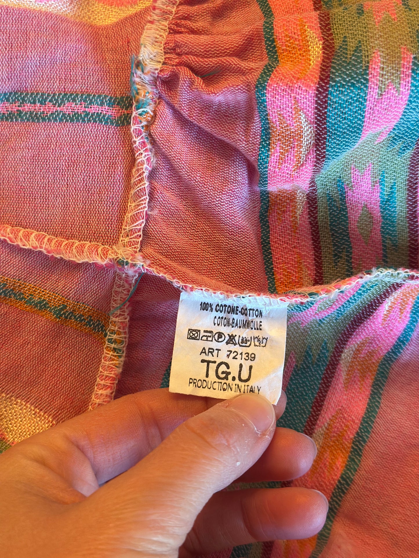 Robe longue bustier rayures multicolores en gaze de coton T.U