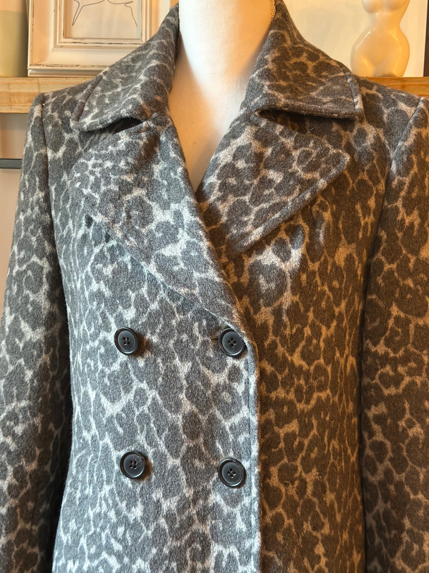 Manteau imprimé léopard laine mélangée T.38