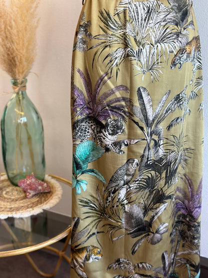 Robe mi-longue à motifs jungle T.36