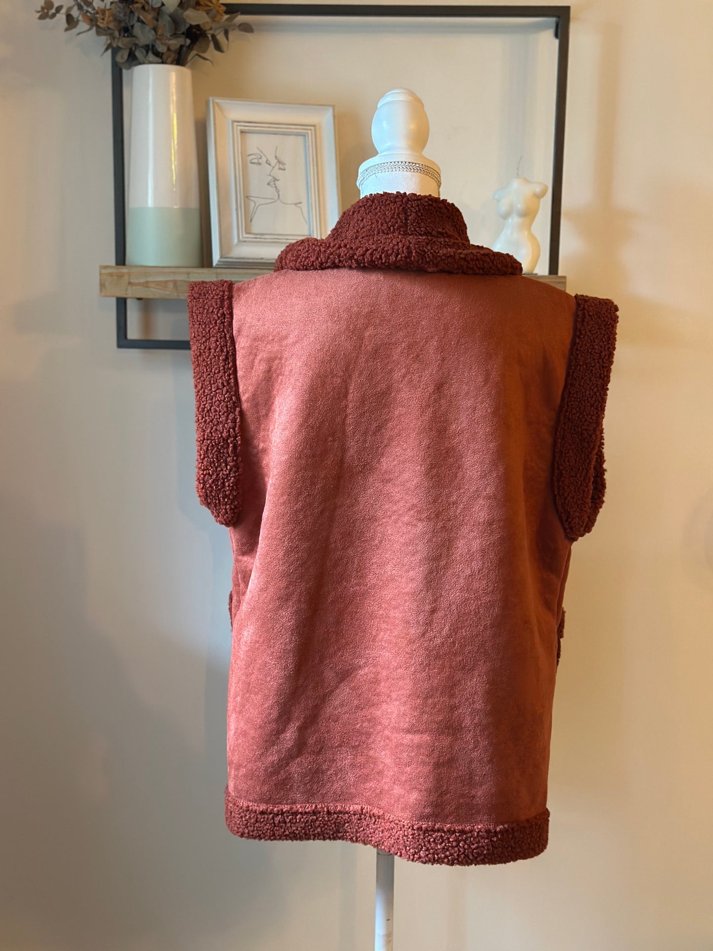 Gilet sans manches effet teddy marron coupe oversize T.U