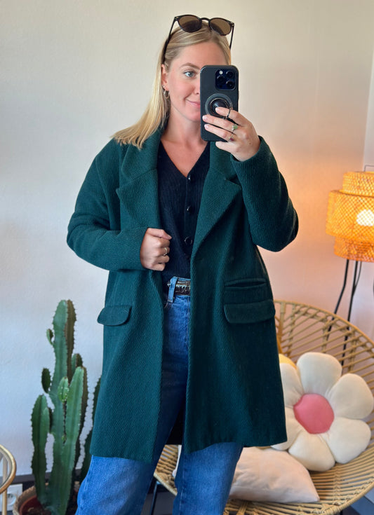 Manteau en laine vert foncé oversize T.34