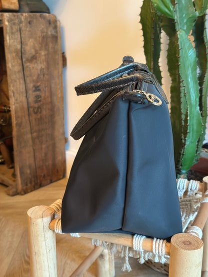 Sac Le Pliage Neo bleu gris toile et cuir