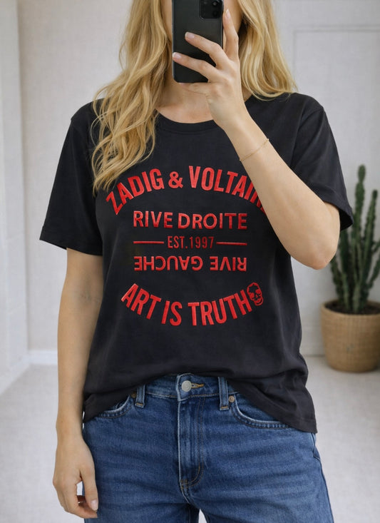 T-shirt noir en coton T.34/36