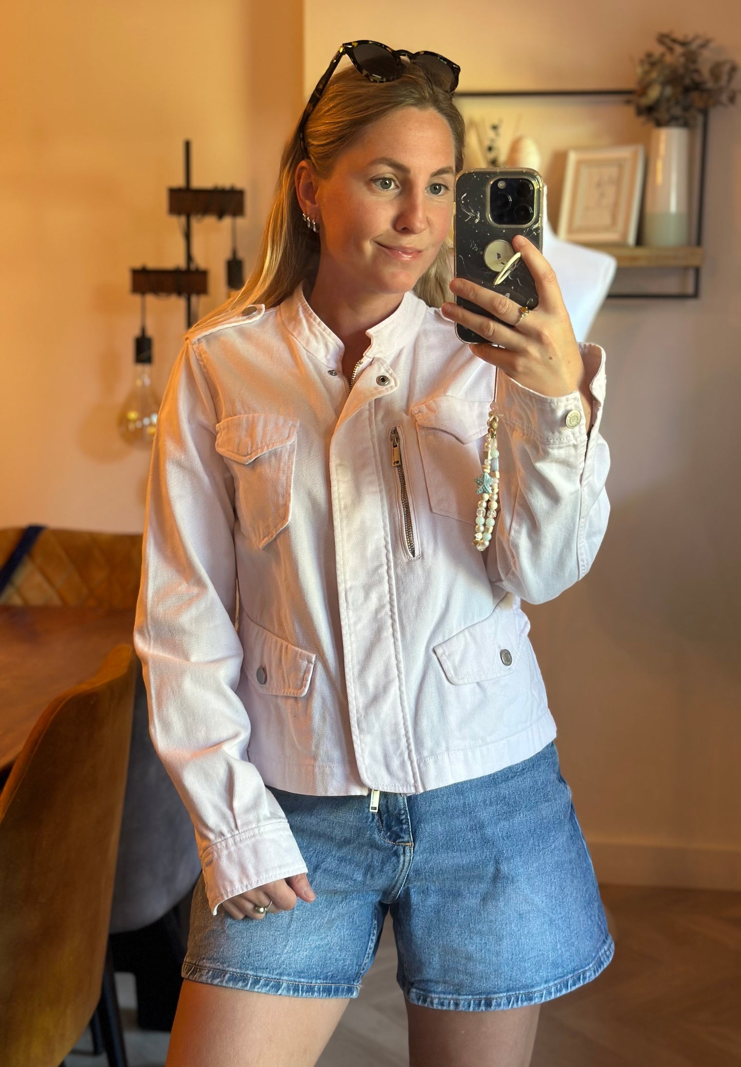 Veste saharienne en jean rose poudré IKKS T.36