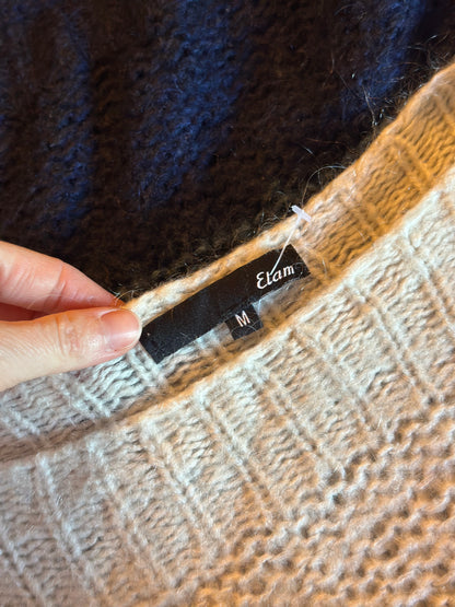 Pull dégradé bleu et écru en laine mélangée T.38