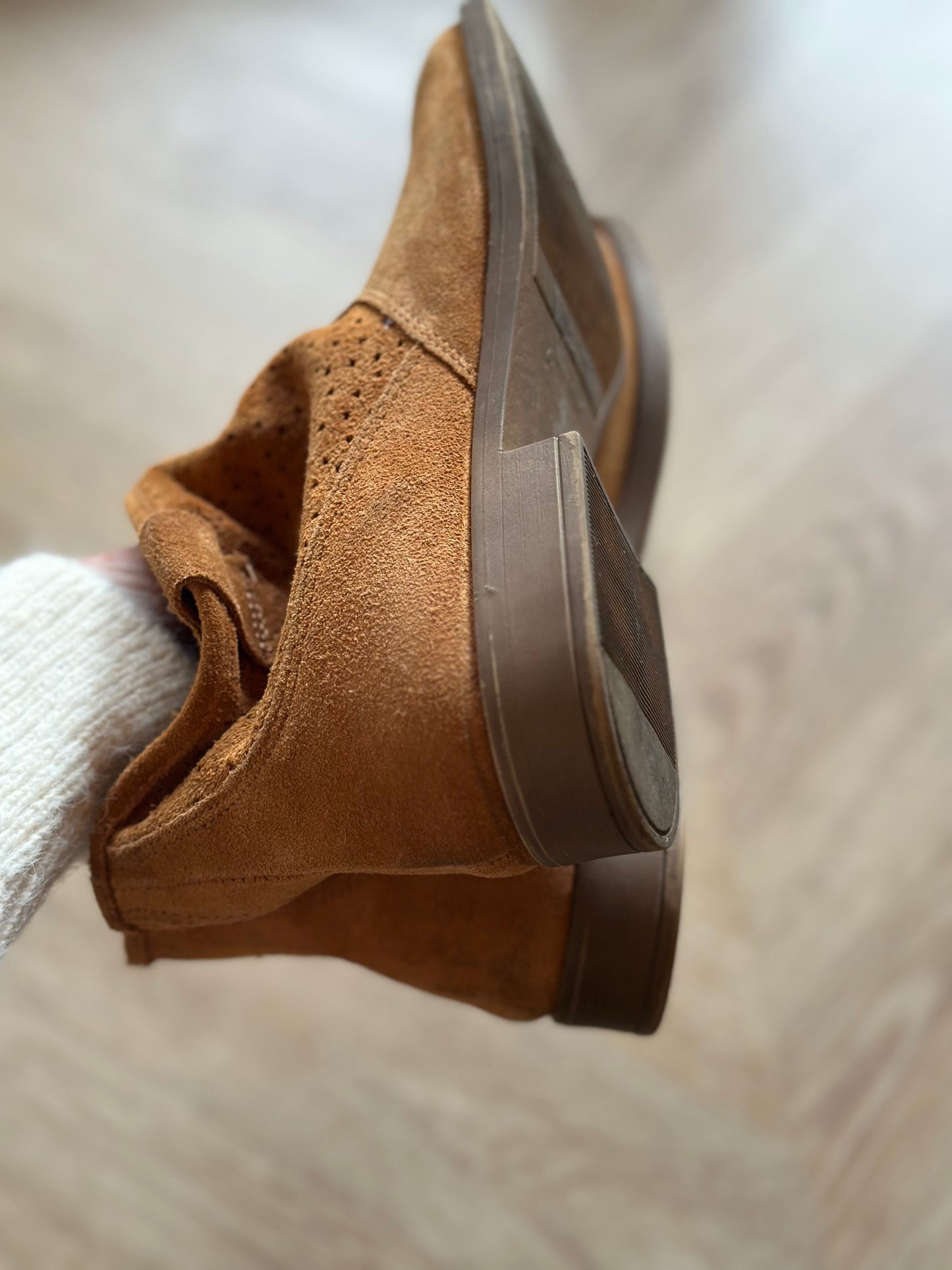 Bottines en cuir daim camel T.39