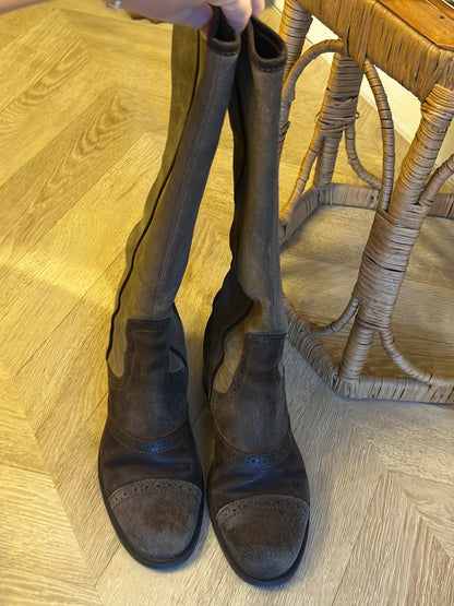 Bottes en cuir suédé bicolores P.38