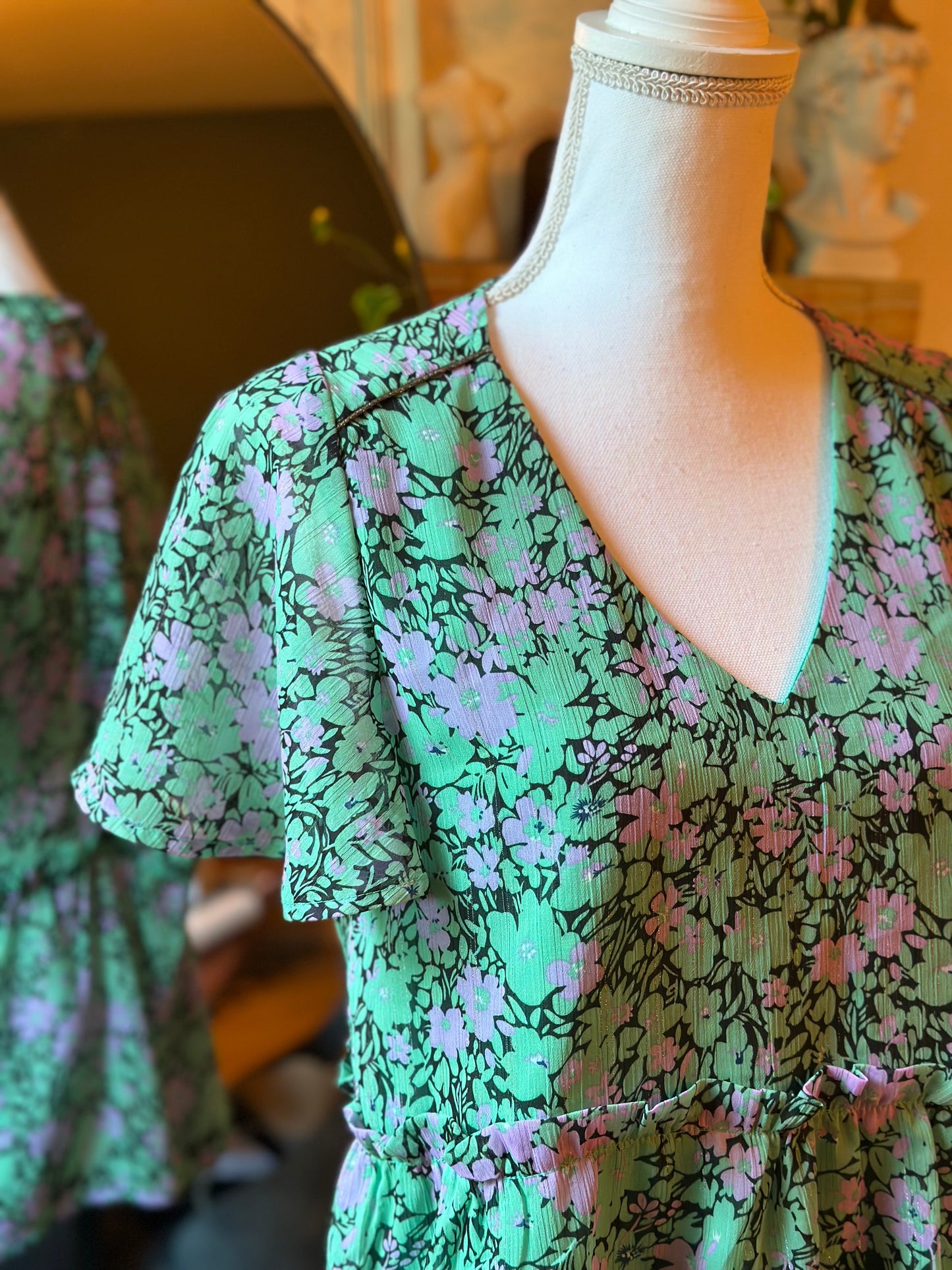 Blouse fleurie dos ouvert T.36