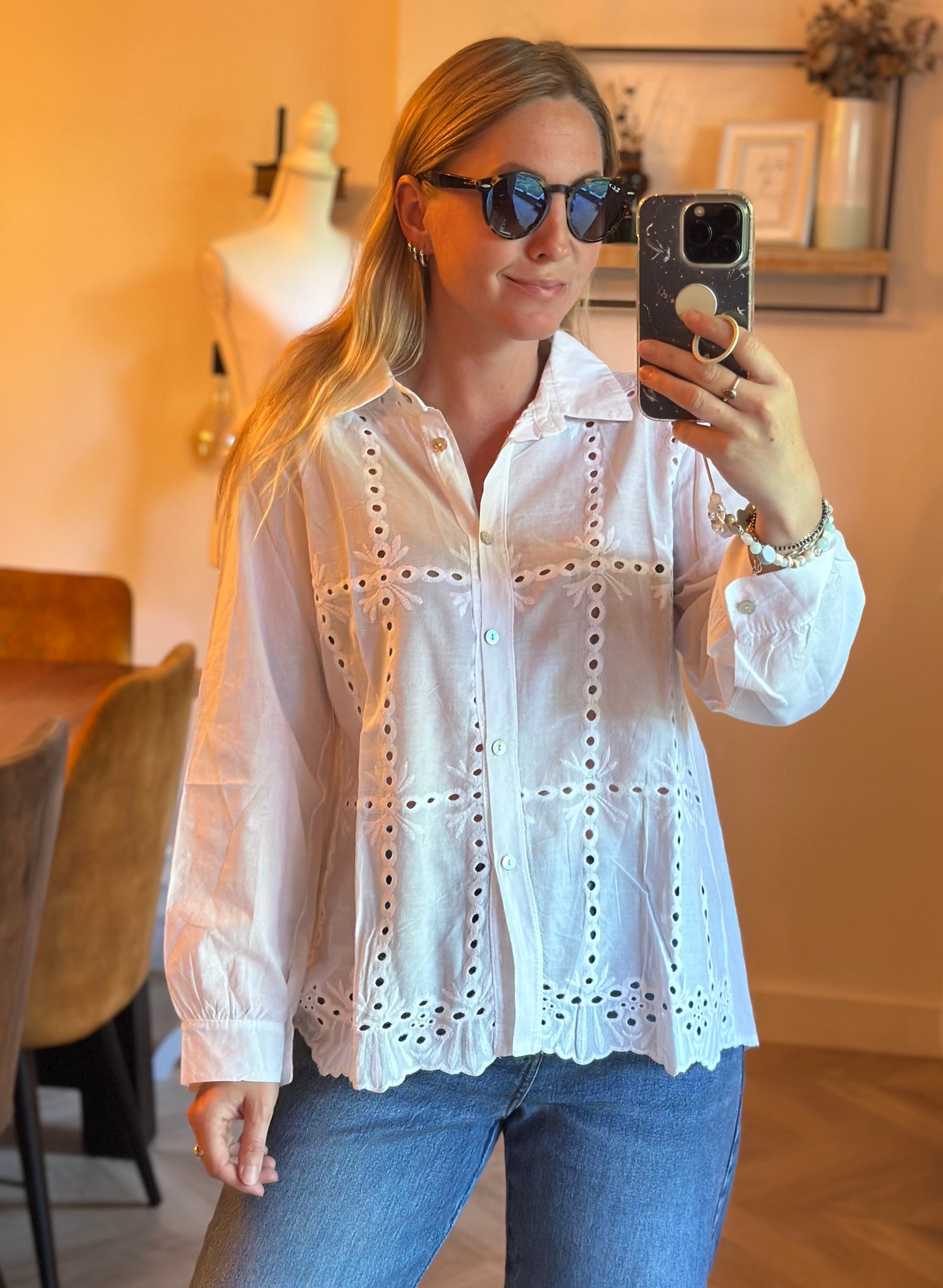 Chemise blanche broderie anglaise en coton Made in Italy T.U