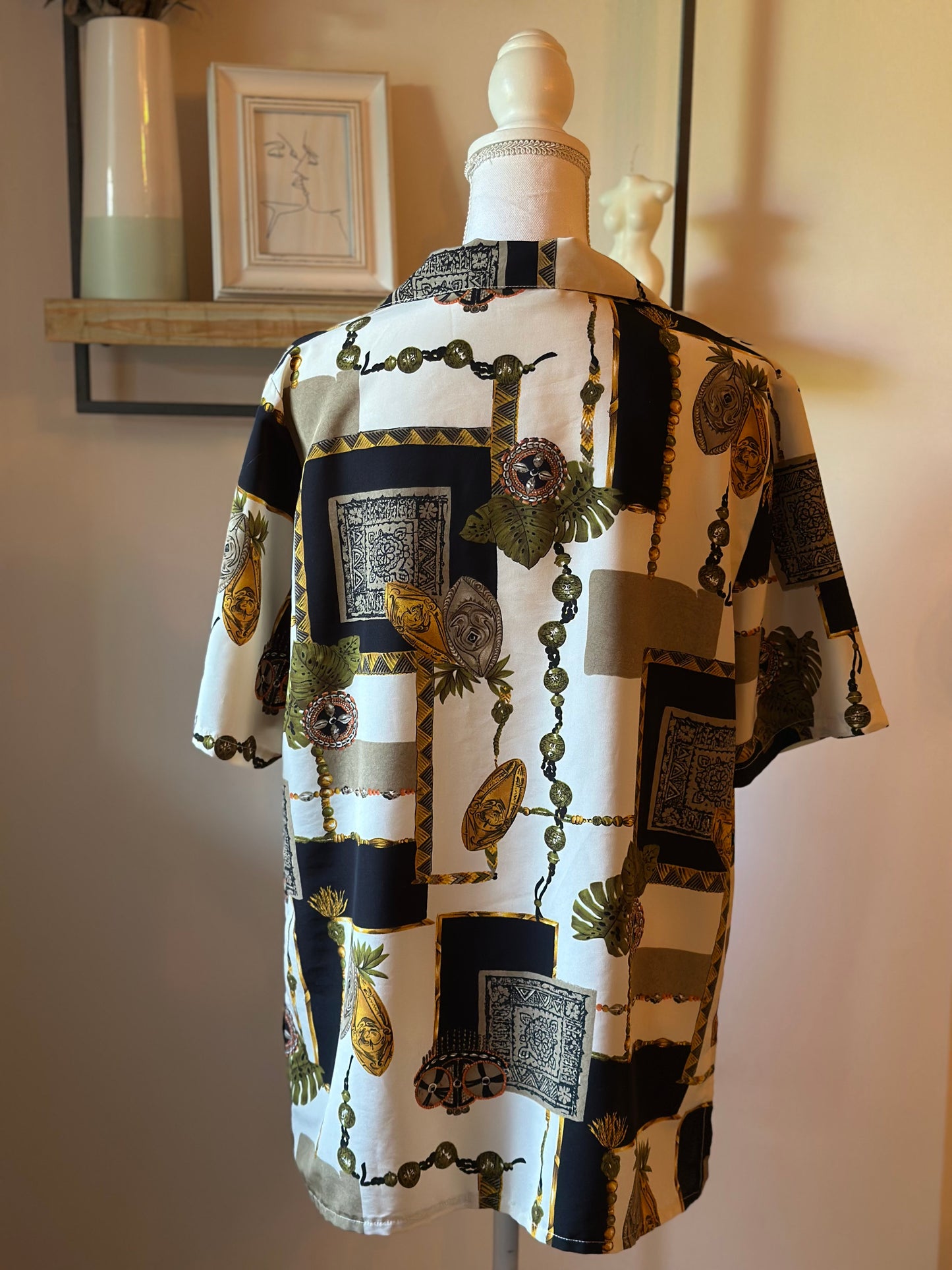 Chemise vintage imprimé baroque T.40