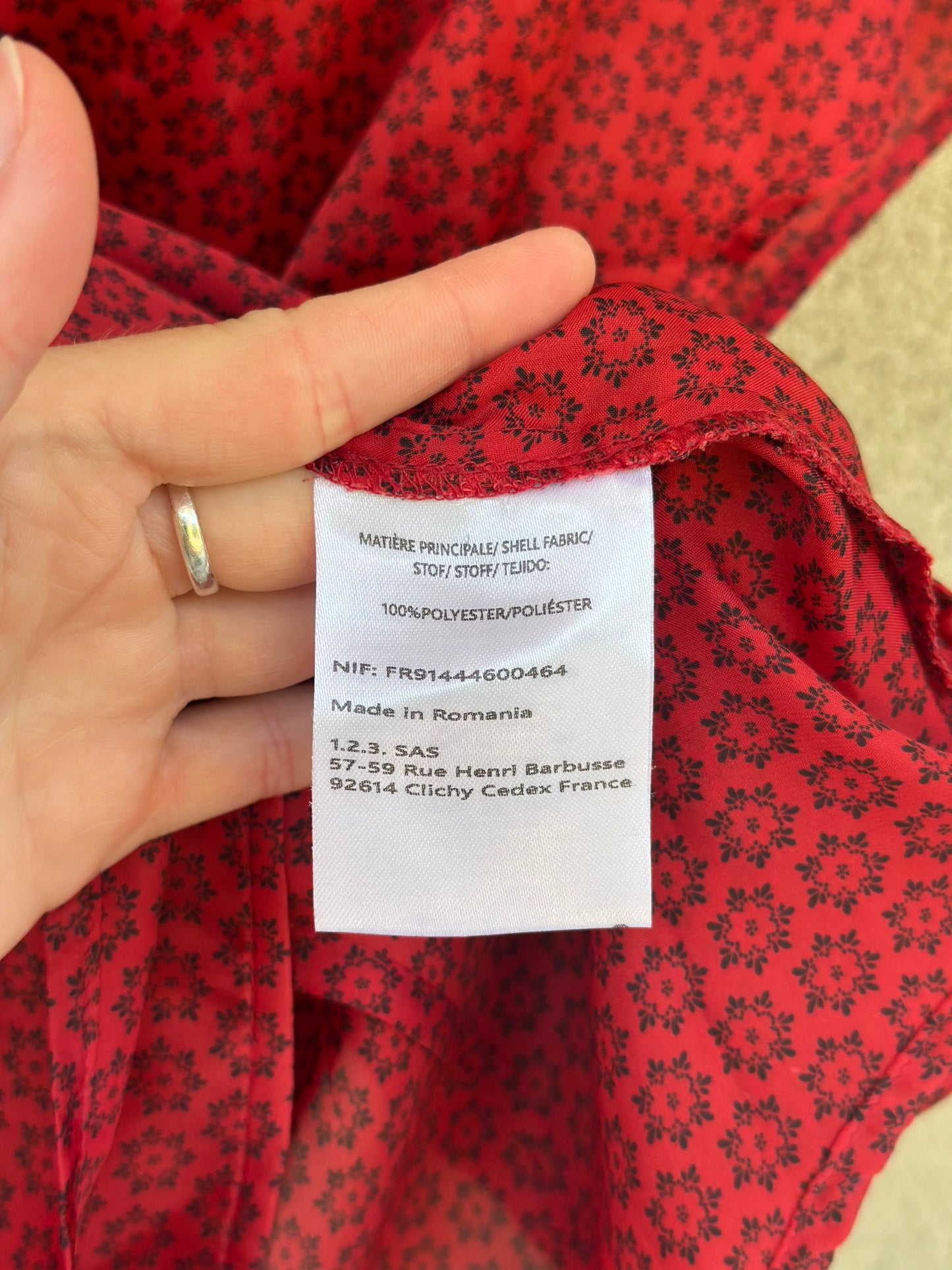 Blouse effet satiné – imprimé fleuri col V T.44