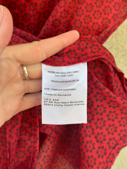 Blouse effet satiné – imprimé fleuri col V T.44