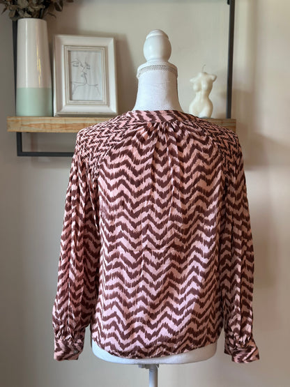 Blouse fluide imprimé marron et beige T.34