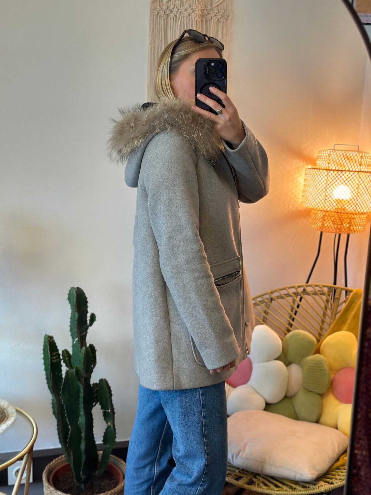 Manteau gris chiné en laine T.38