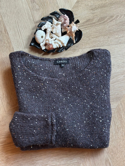 Pull gris à sequins en mohair et laine T.38