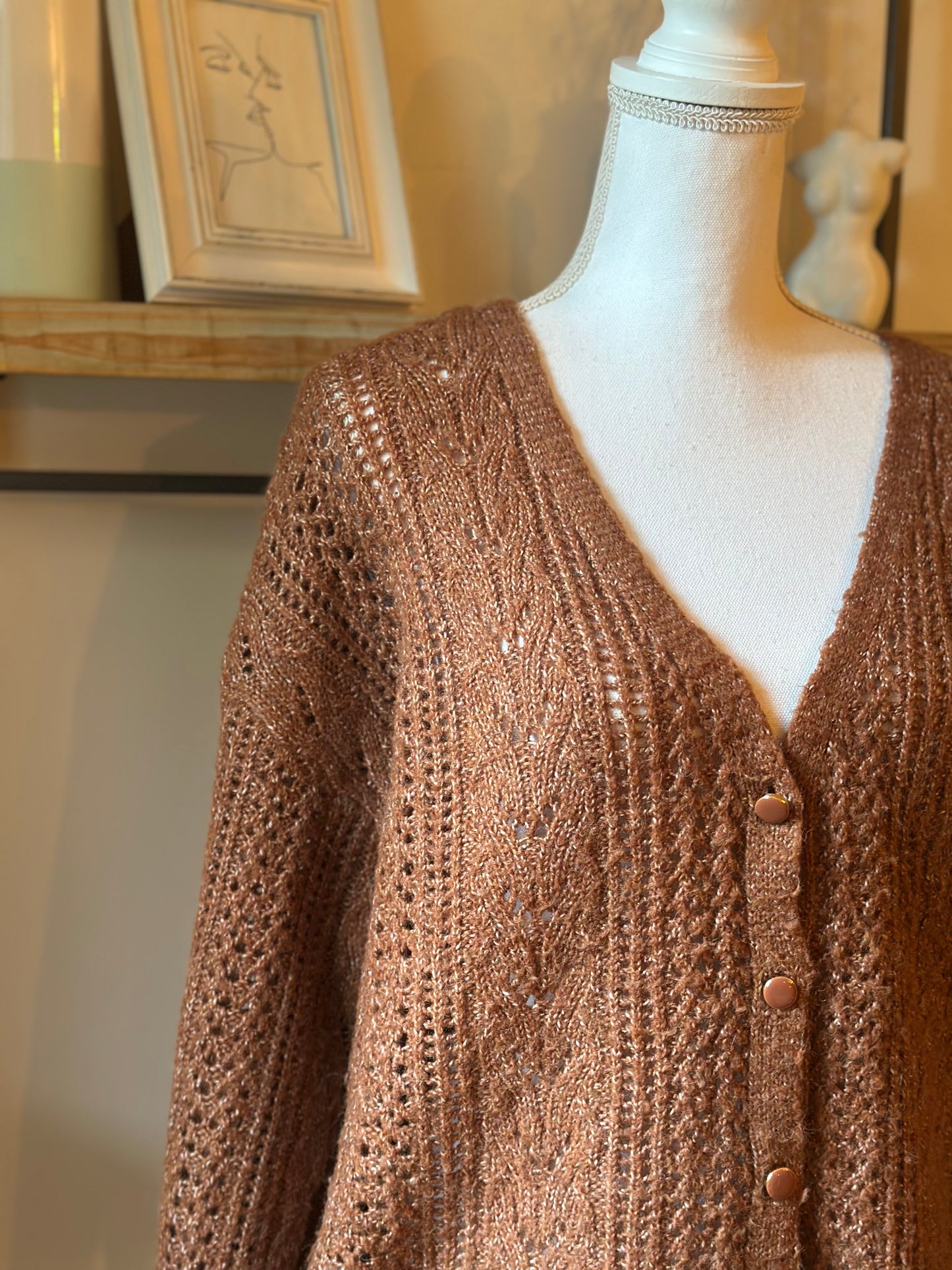 Gilet maille ajourée uni T.42