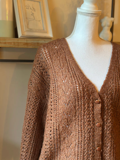 Gilet maille ajourée uni T.42