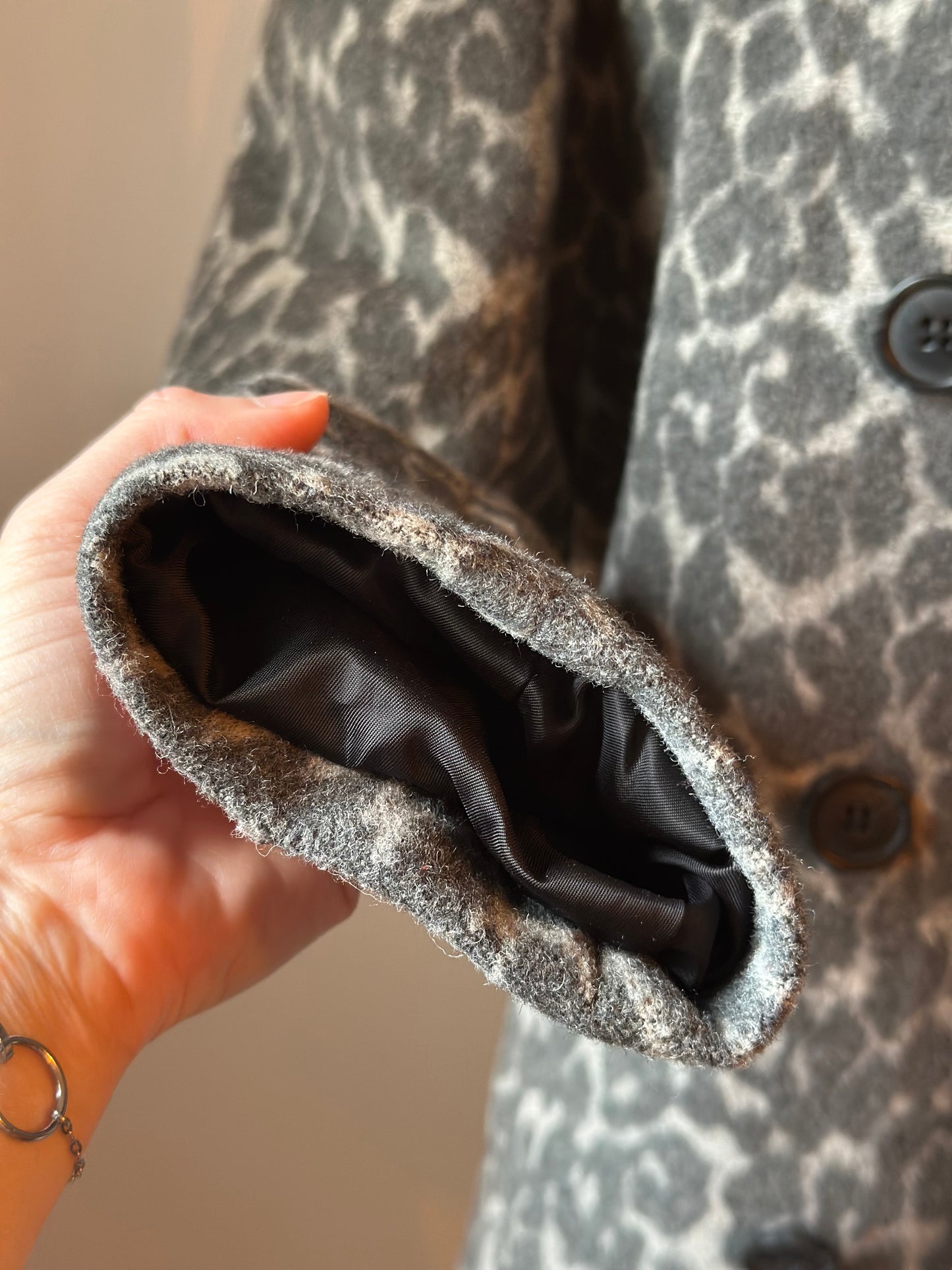 Manteau imprimé léopard laine mélangée T.38