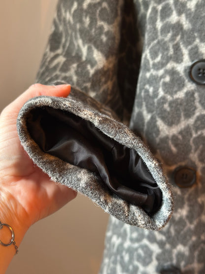 Manteau imprimé léopard laine mélangée T.38