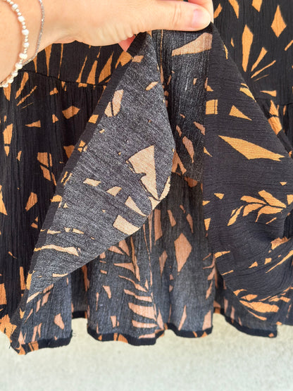 Jupe fluide en viscose marron et noire T.38