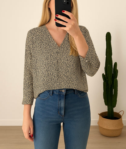 Blouse imprimé fleuri en soie