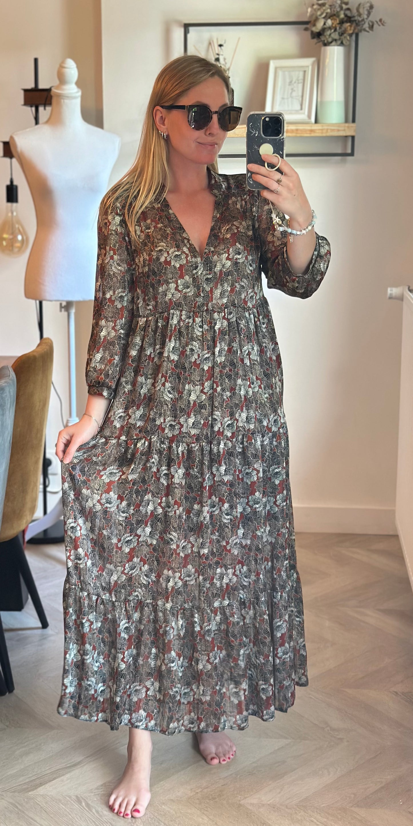 Robe longue fluide imprimé fleuri T.36