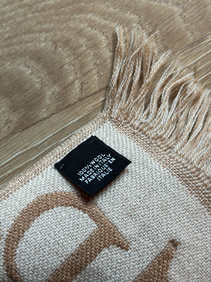 Écharpe Pedro del Hierro monogramme beige écru laine