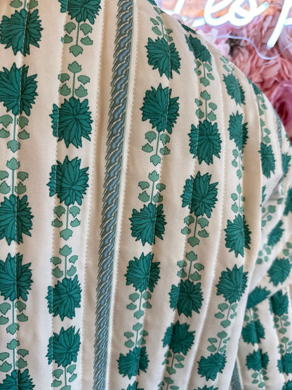 Veste matelassée patchwork à motifs verts T.U