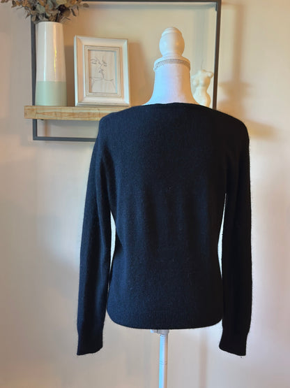 Pull noir col V laine mélangée T.34