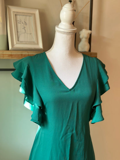 Robe d’été verte à volants T.34