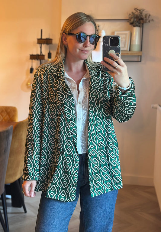 Chemise blazer imprimé chaînes vert T.38