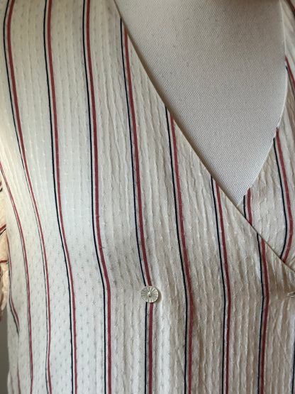 Robe rayée écrue rouge bleu en  viscose T.34