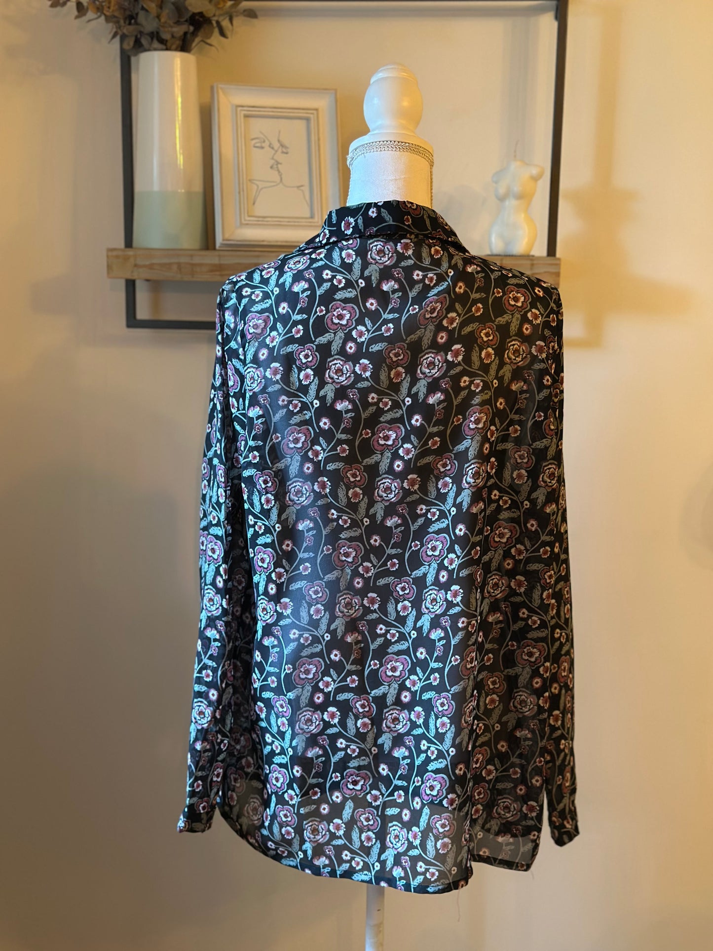 Blouse fluide imprimé floral noir T.44
