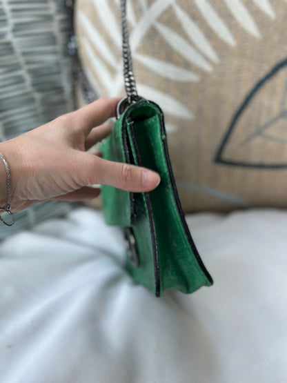 Sac bandoulière cuir embossé crocodile vert – cuir véritable