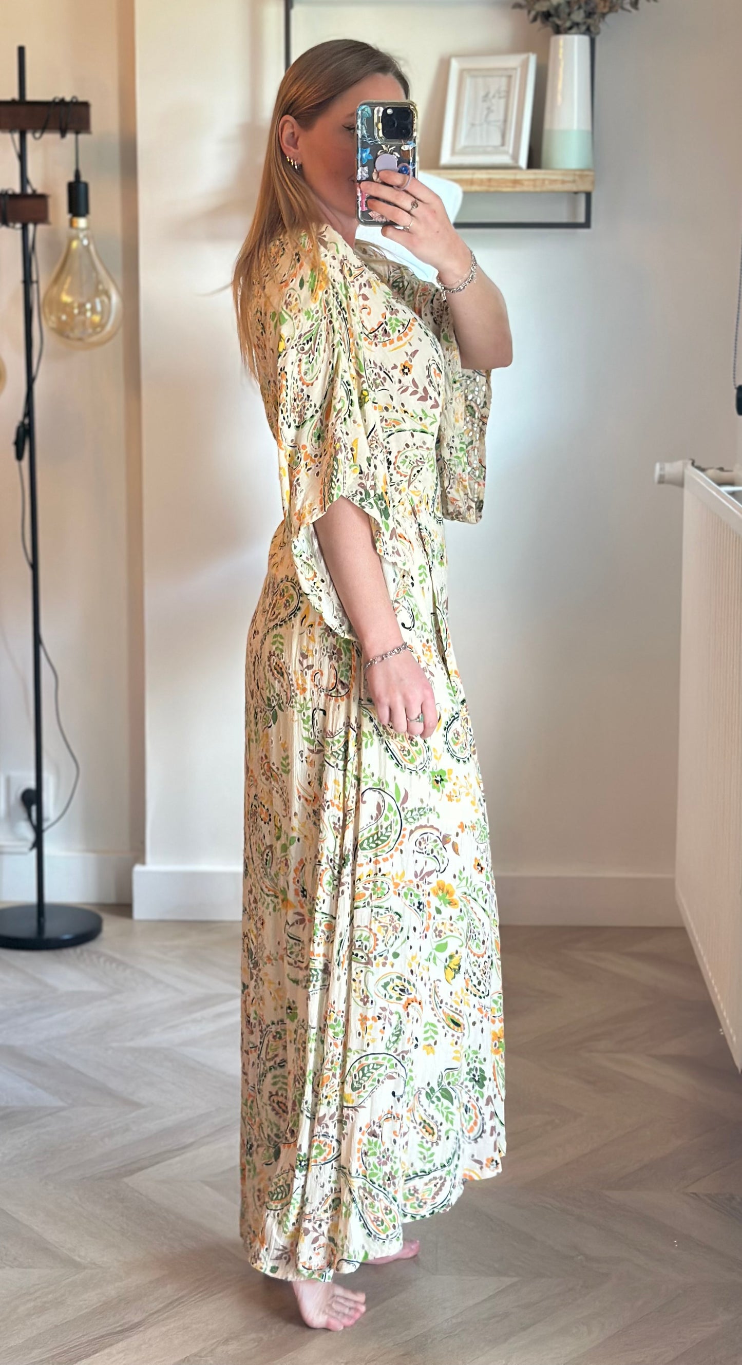 Robe longue imprimé fleuri et cachemire T.34