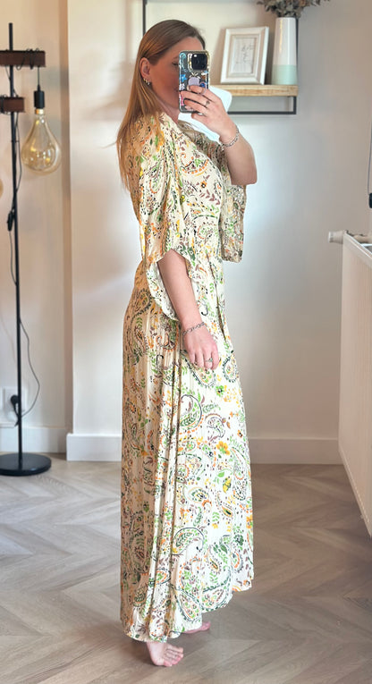 Robe longue imprimé fleuri et cachemire T.34