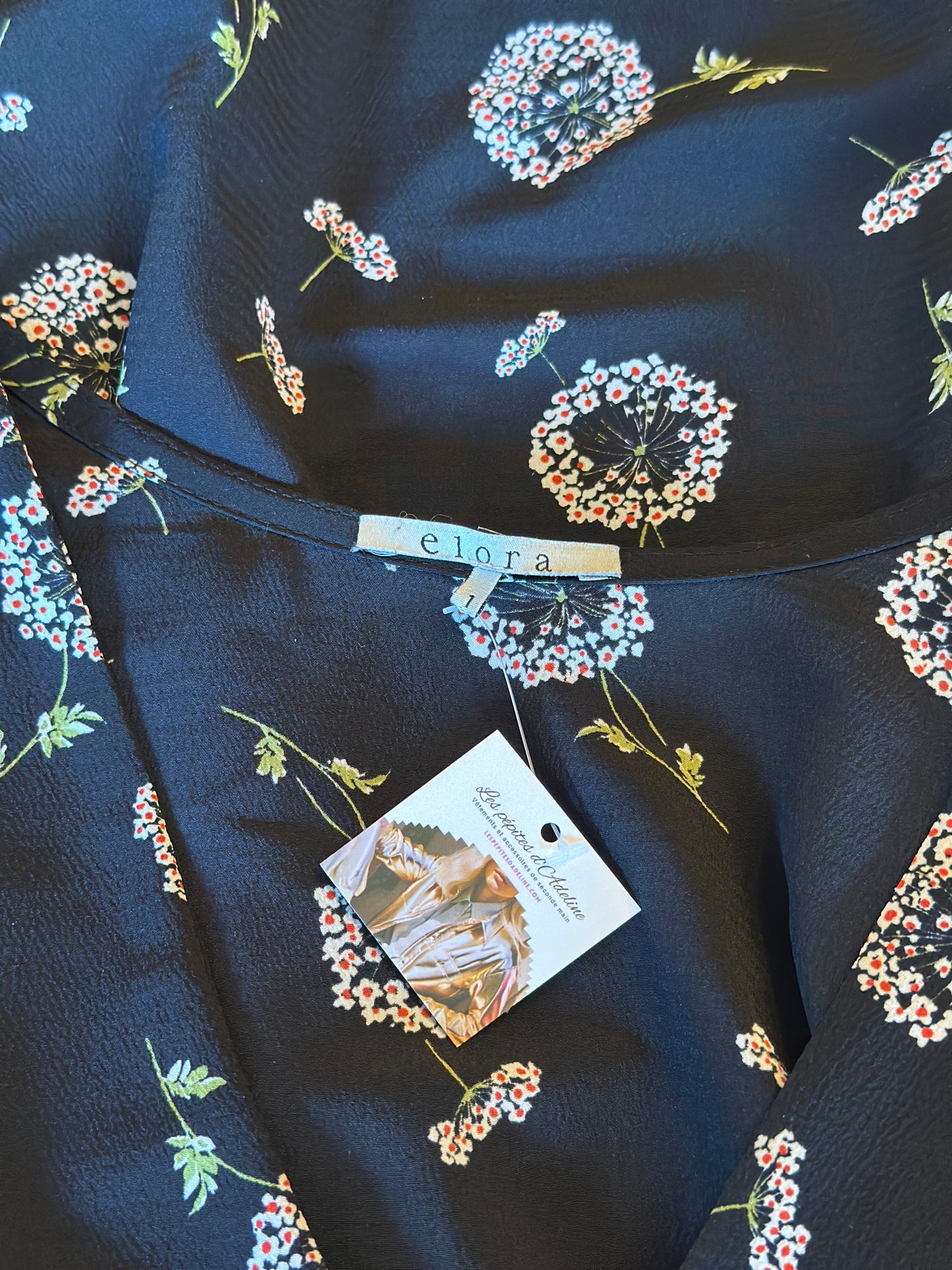 Robe portefeuille imprimé fleuri noir T.36/38